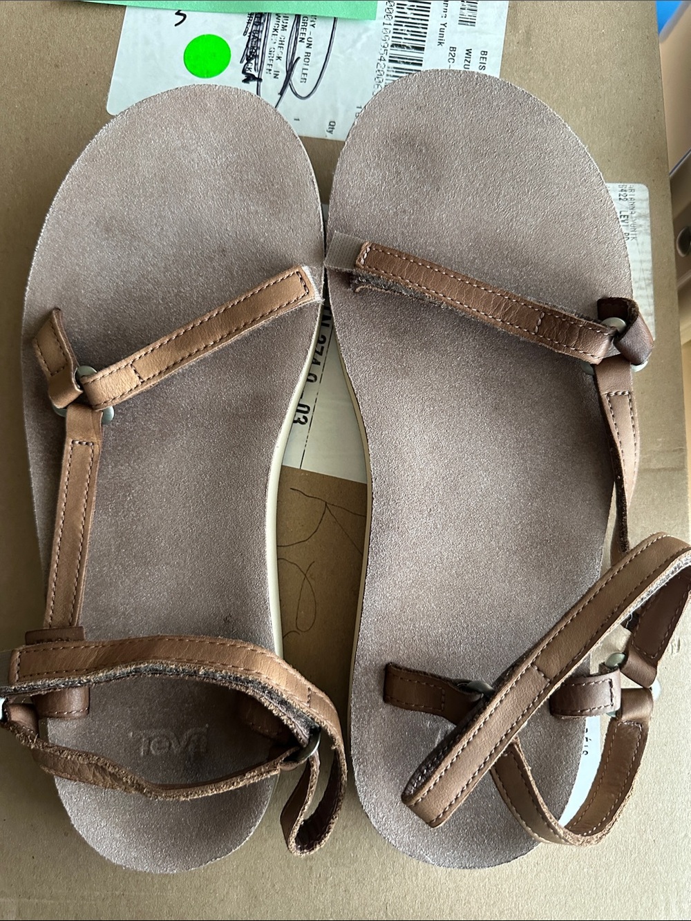 Teva Women's Brown/Tan Leather Strap Sandals